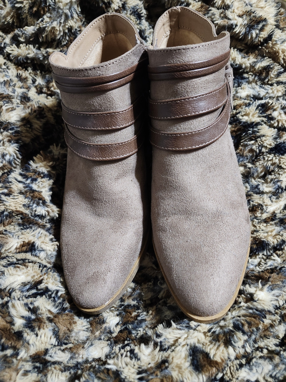 Women's Taupe Suede Ankle Boots with Strap Detail Life Stride 8.5